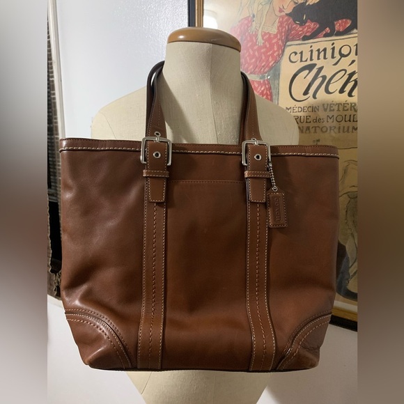 Coach Hampton Vintage Cognac Smooth Leather Tote Shoulder Bag - Picture 16 of 16